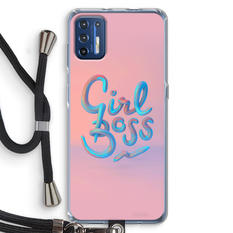 Girl boss: Motorola Moto G9 Plus Transparant Hoesje met koord