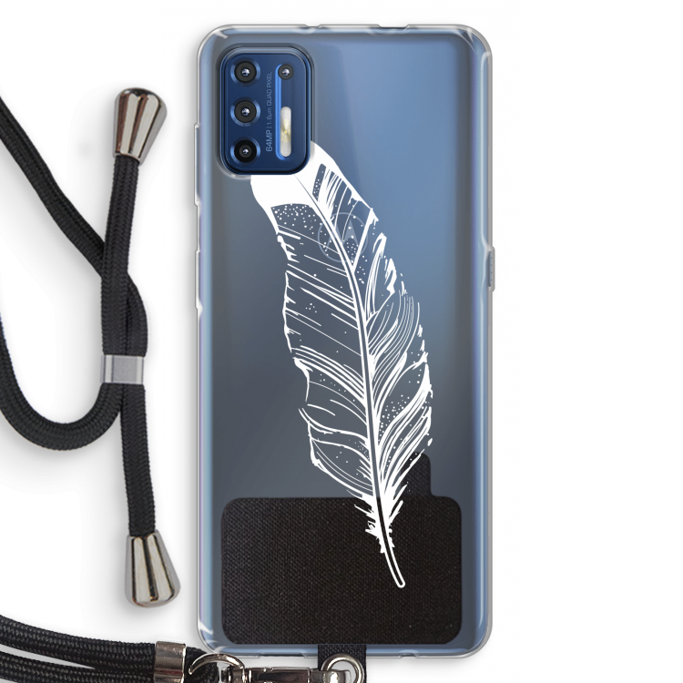 Pluim: Motorola Moto G9 Plus Transparant Hoesje met koord