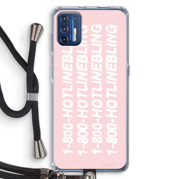 Hotline bling pink: Motorola Moto G9 Plus Transparant Hoesje met koord