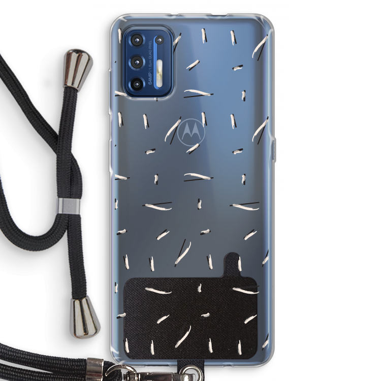 Hipster stripes: Motorola Moto G9 Plus Transparant Hoesje met koord