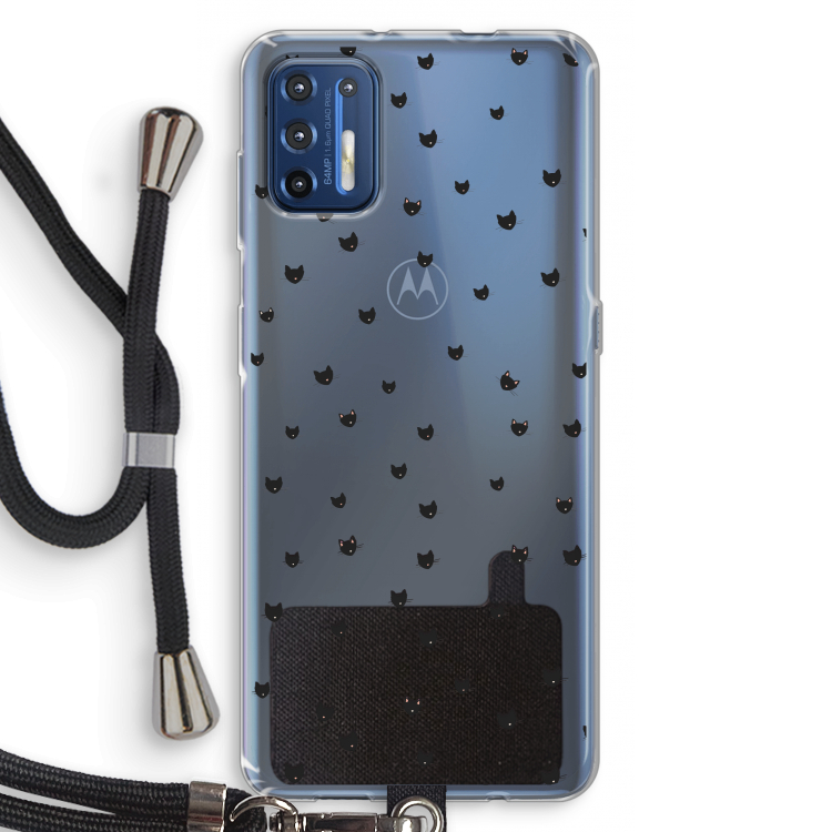 Kleine kattenkopjes: Motorola Moto G9 Plus Transparant Hoesje met koord