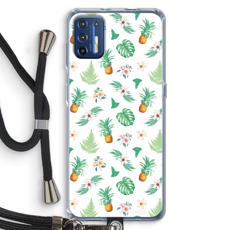 Ananas bladeren: Motorola Moto G9 Plus Transparant Hoesje met koord