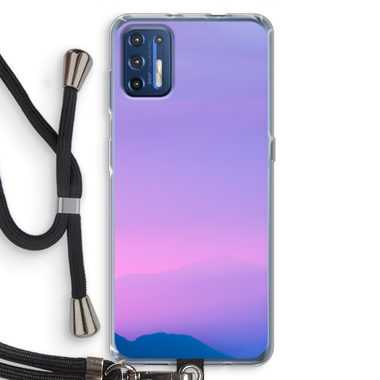 Sunset pastel: Motorola Moto G9 Plus Transparant Hoesje met koord