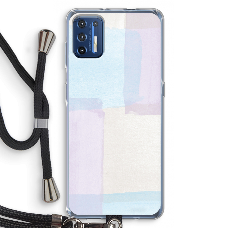 Square pastel: Motorola Moto G9 Plus Transparant Hoesje met koord