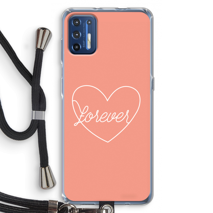 Forever heart: Motorola Moto G9 Plus Transparant Hoesje met koord