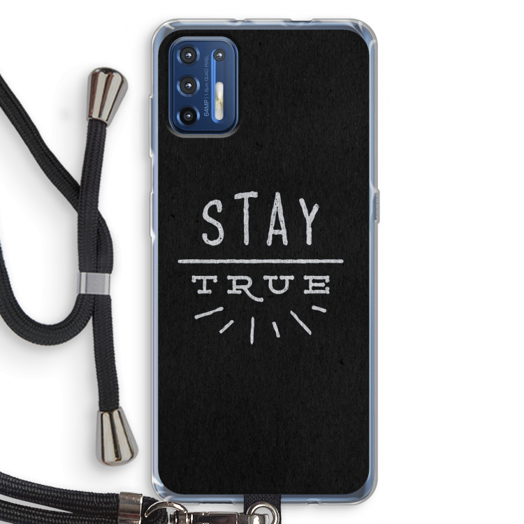 Stay true: Motorola Moto G9 Plus Transparant Hoesje met koord
