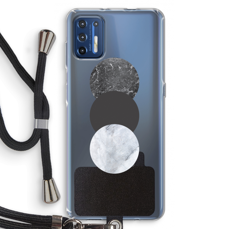 Marmeren cirkels: Motorola Moto G9 Plus Transparant Hoesje met koord