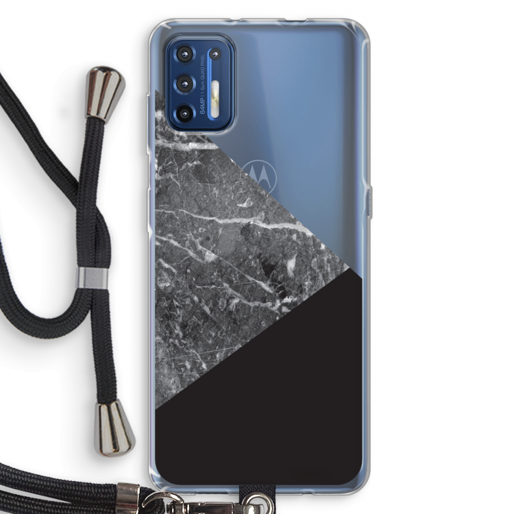 Combinatie marmer: Motorola Moto G9 Plus Transparant Hoesje met koord