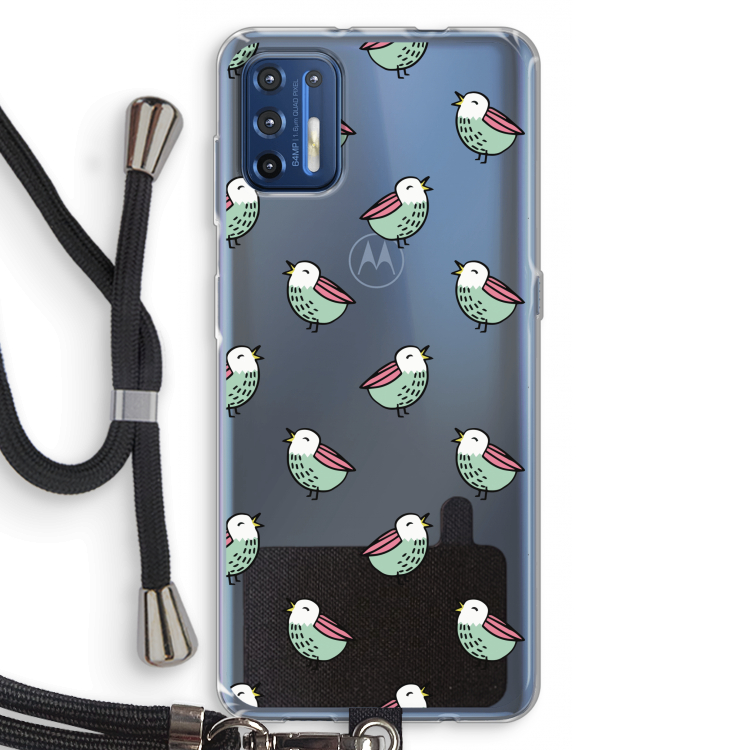Vogeltjes: Motorola Moto G9 Plus Transparant Hoesje met koord