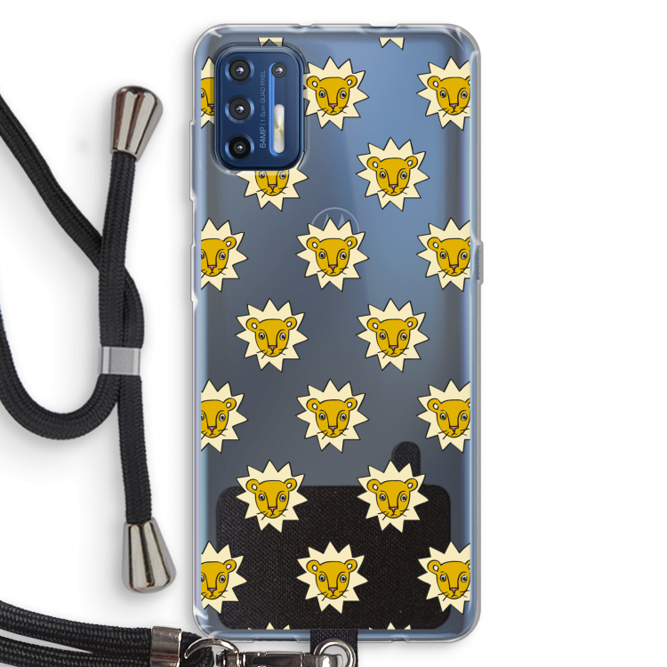Leeuwenkoppen: Motorola Moto G9 Plus Transparant Hoesje met koord
