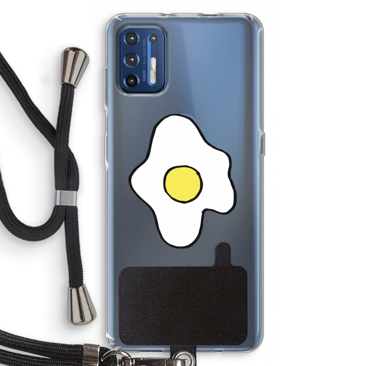 Spiegelei: Motorola Moto G9 Plus Transparant Hoesje met koord