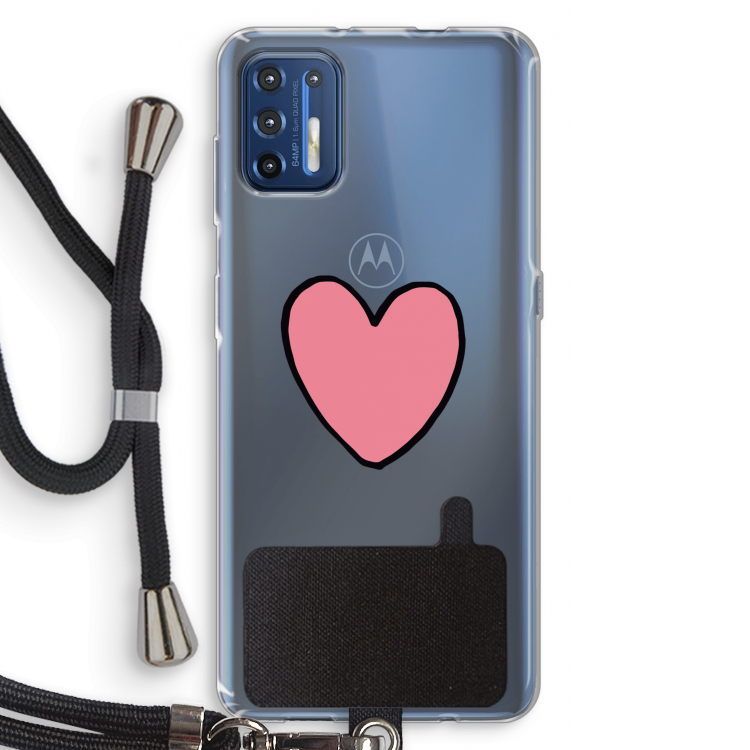 Hartje: Motorola Moto G9 Plus Transparant Hoesje met koord