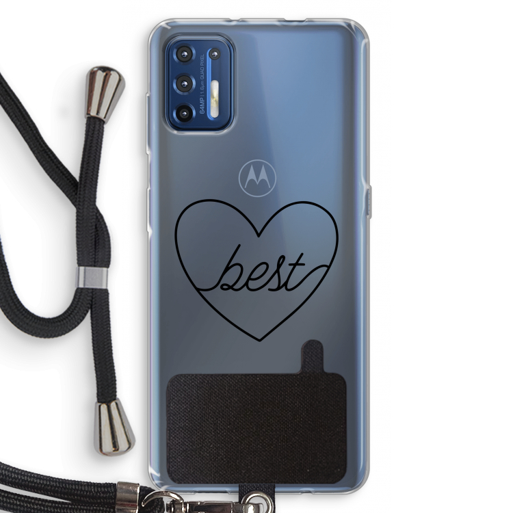 Best heart black: Motorola Moto G9 Plus Transparant Hoesje met koord