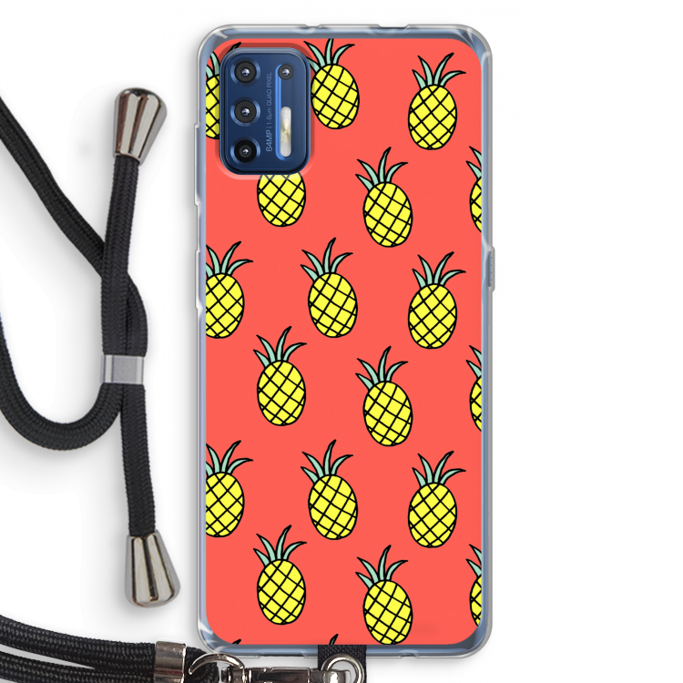 Ananas: Motorola Moto G9 Plus Transparant Hoesje met koord