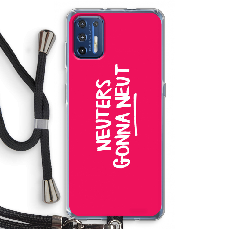Neuters (roze): Motorola Moto G9 Plus Transparant Hoesje met koord