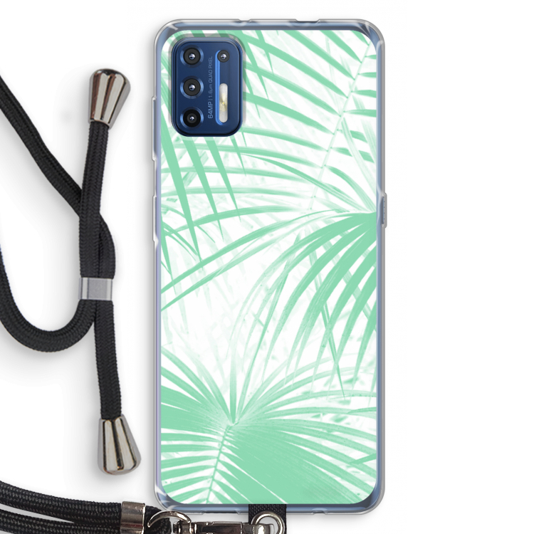Palmbladeren: Motorola Moto G9 Plus Transparant Hoesje met koord