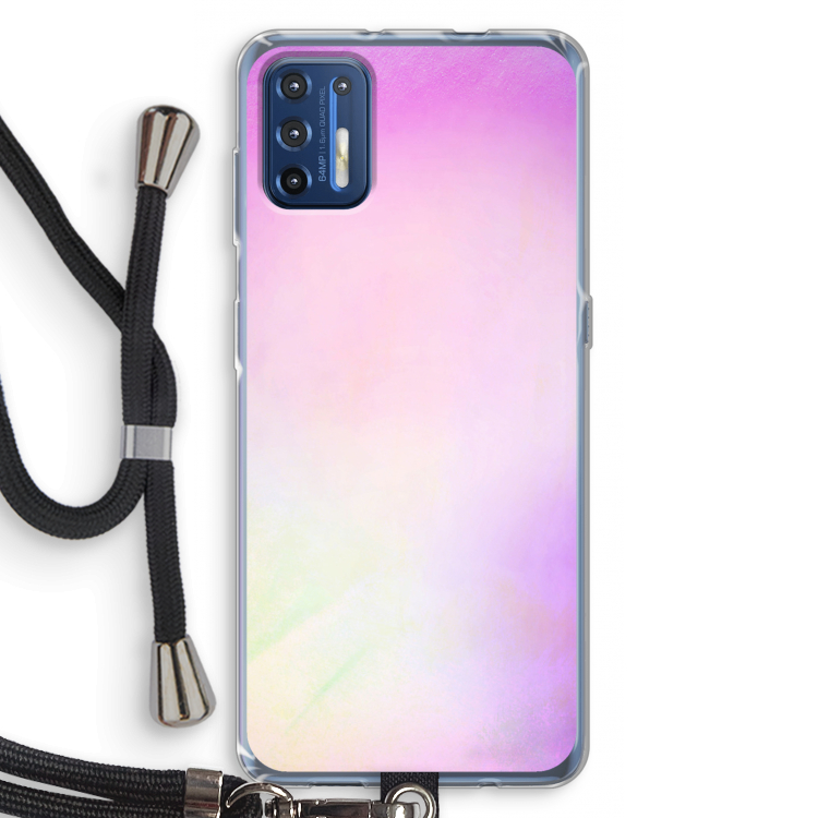 Flow mist pastel: Motorola Moto G9 Plus Transparant Hoesje met koord
