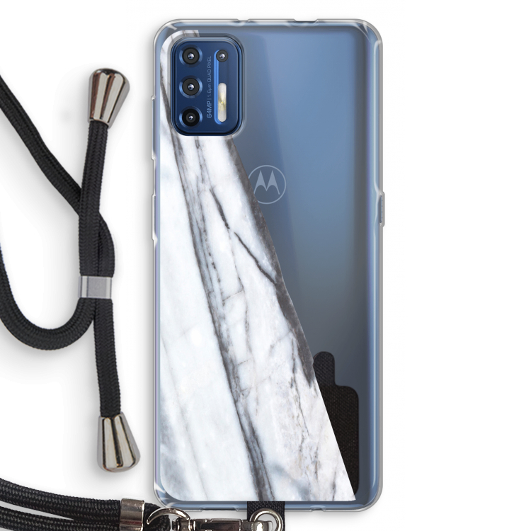 Gestreepte marmer: Motorola Moto G9 Plus Transparant Hoesje met koord