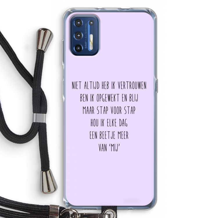 Zelfvertrouwen: Motorola Moto G9 Plus Transparant Hoesje met koord