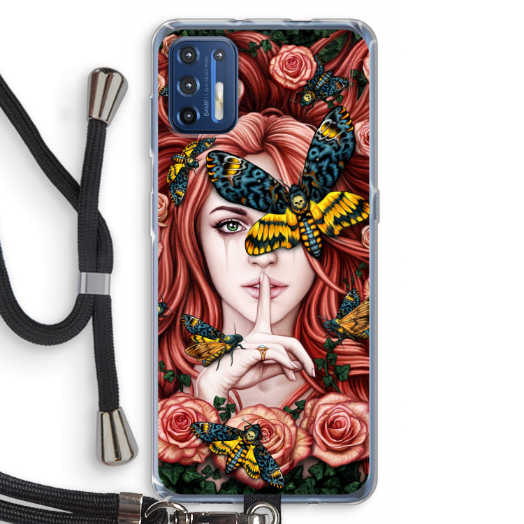 Lady Moth: Motorola Moto G9 Plus Transparant Hoesje met koord