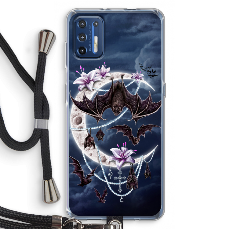Vleermuizen Maan: Motorola Moto G9 Plus Transparant Hoesje met koord