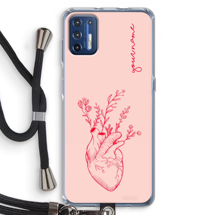 Blooming Heart: Motorola Moto G9 Plus Transparant Hoesje met koord
