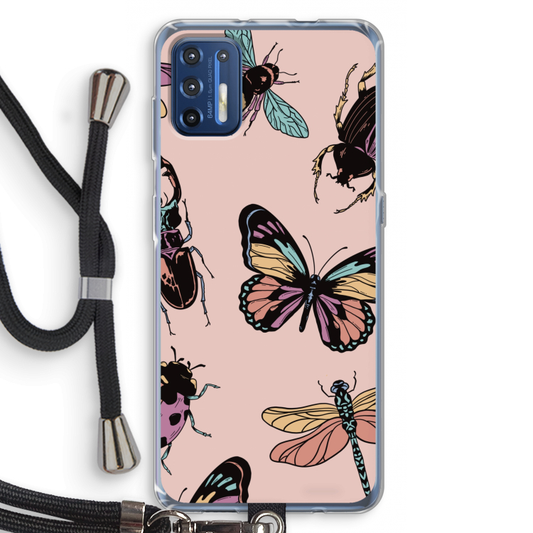 Tiny Bugs: Motorola Moto G9 Plus Transparant Hoesje met koord