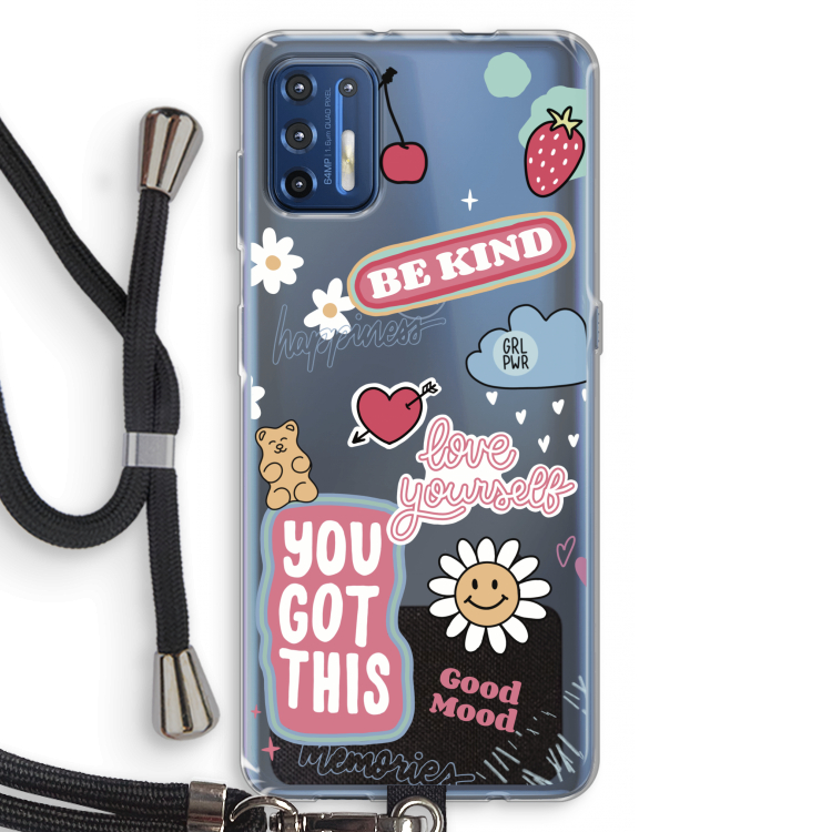 Positivity: Motorola Moto G9 Plus Transparant Hoesje met koord