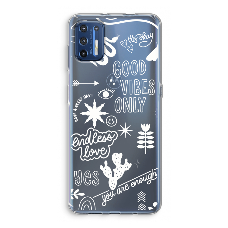 Good vibes: Motorola Moto G9 Plus Transparant Hoesje
