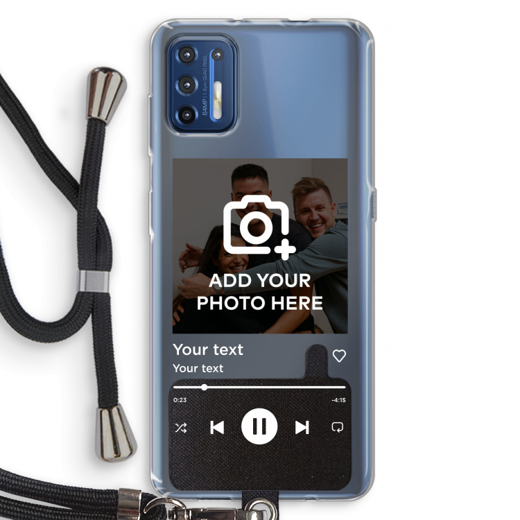 Music Player: Motorola Moto G9 Plus Transparant Hoesje met koord