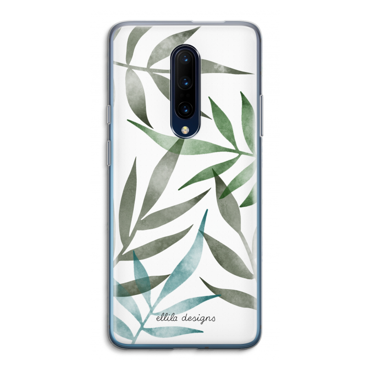 Tropical watercolor leaves: OnePlus 7 Pro Transparant Hoesje