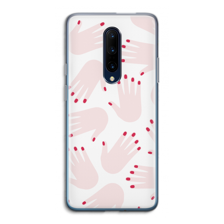 Hands pink: OnePlus 7 Pro Transparant Hoesje