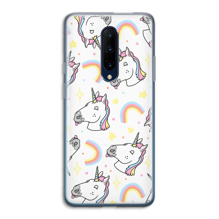 Rainbow Unicorn: OnePlus 7 Pro Transparant Hoesje