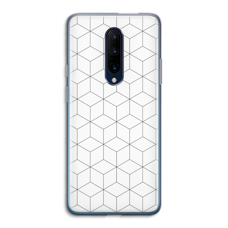 Zwart-witte kubussen: OnePlus 7 Pro Transparant Hoesje