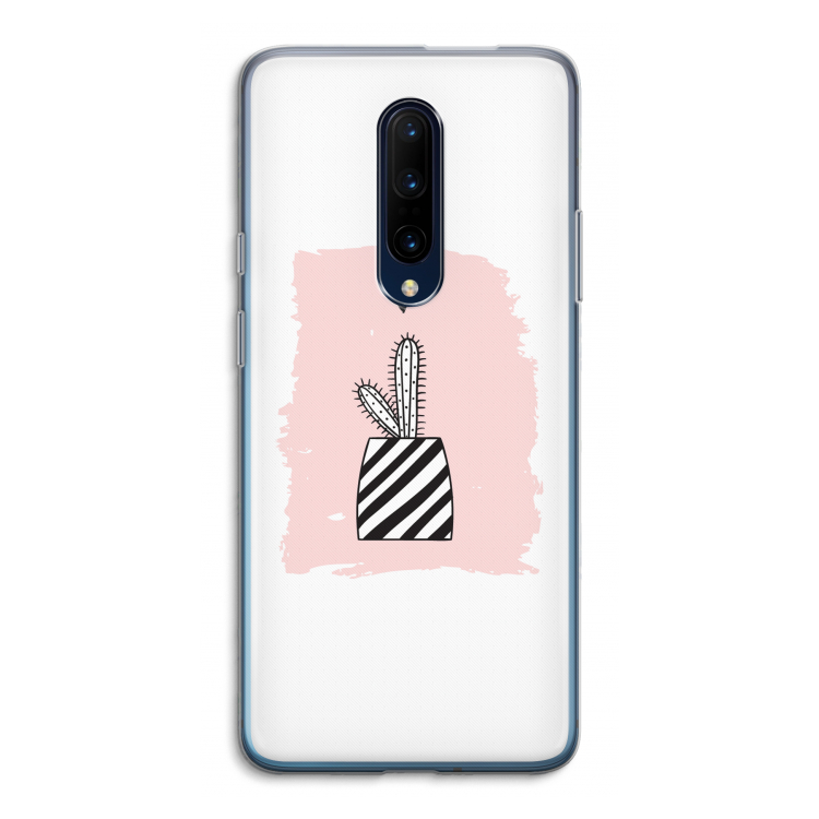 Zwart-wit cactus: OnePlus 7 Pro Transparant Hoesje