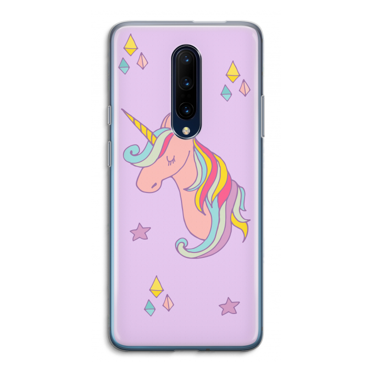 Roze eenhoorn: OnePlus 7 Pro Transparant Hoesje