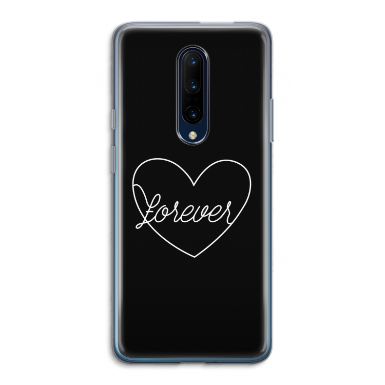 Forever heart black: OnePlus 7 Pro Transparant Hoesje