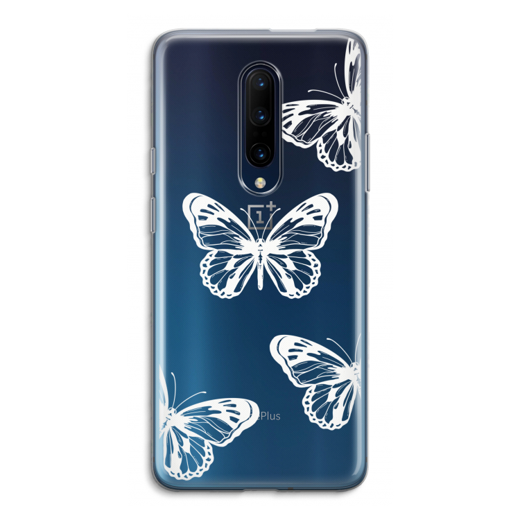 White butterfly: OnePlus 7 Pro Transparant Hoesje