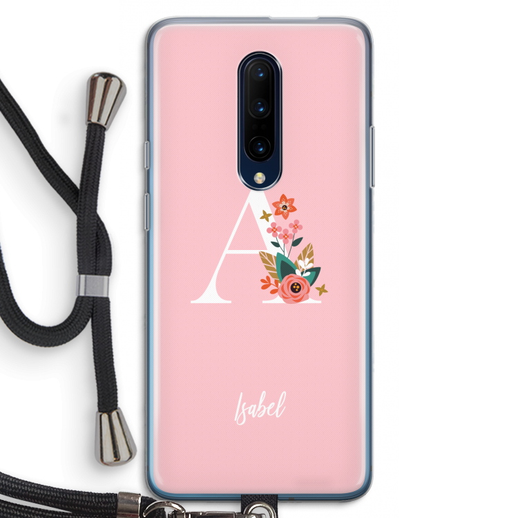 Pink Bouquet: OnePlus 7 Pro Transparant Hoesje met koord