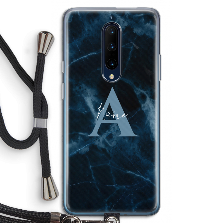 Midnight Marble: OnePlus 7 Pro Transparant Hoesje met koord