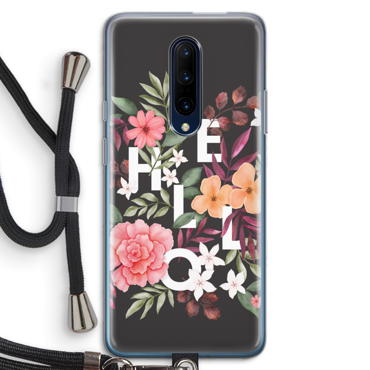 Hello in flowers: OnePlus 7 Pro Transparant Hoesje met koord