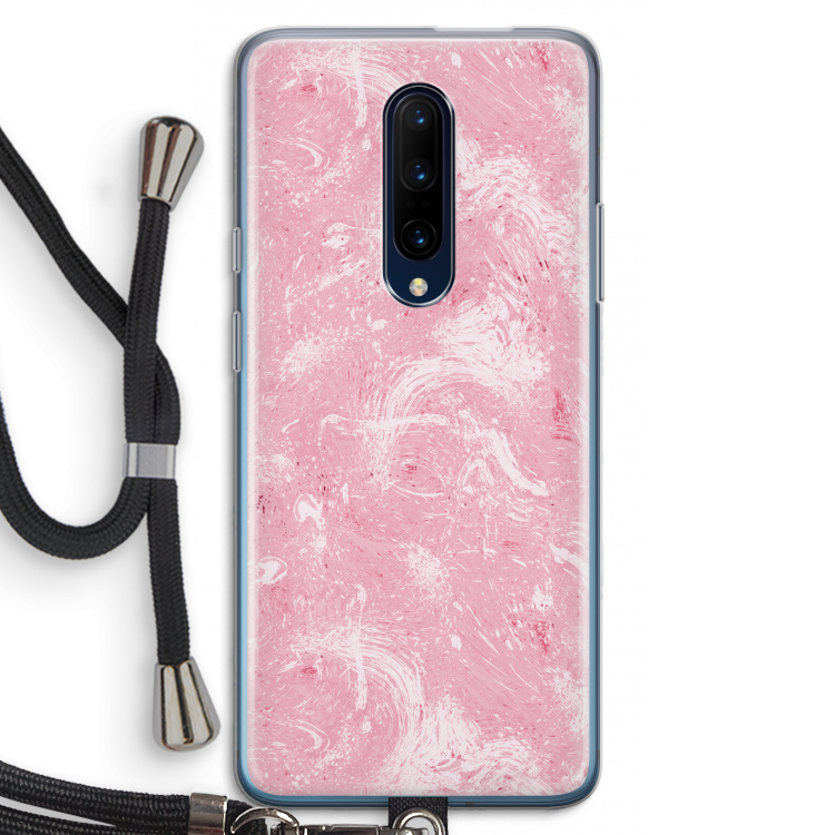 Abstract Painting Pink: OnePlus 7 Pro Transparant Hoesje met koord