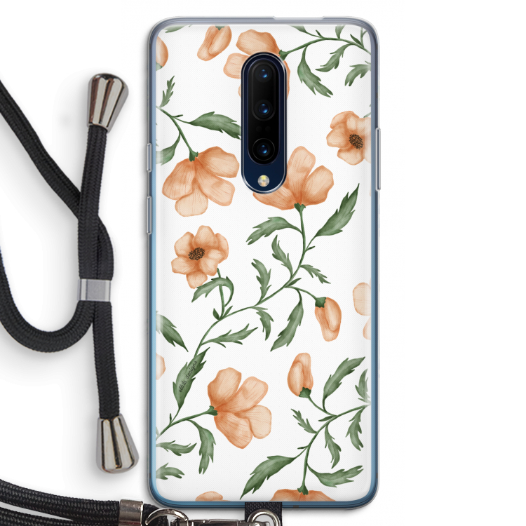 Peachy flowers: OnePlus 7 Pro Transparant Hoesje met koord