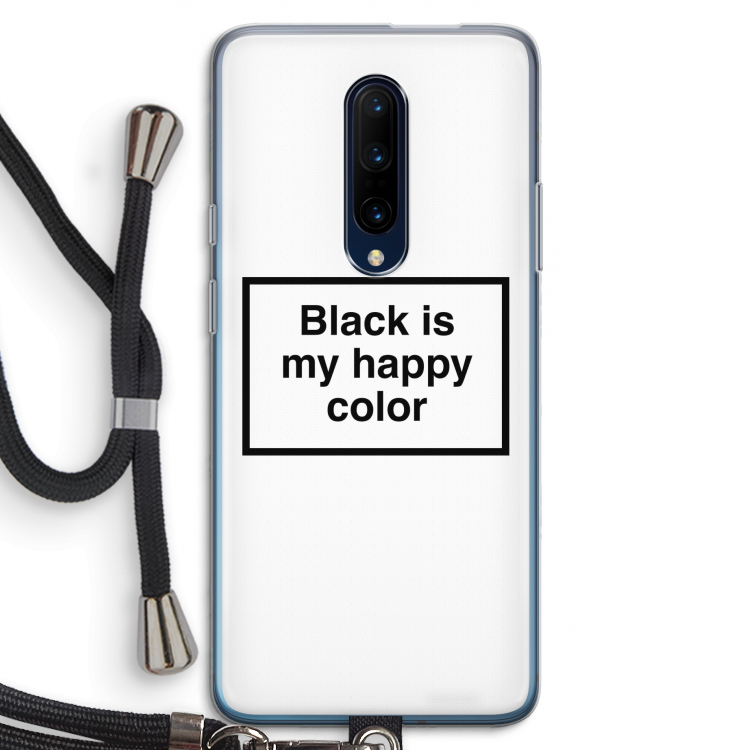 Black is my happy color: OnePlus 7 Pro Transparant Hoesje met koord