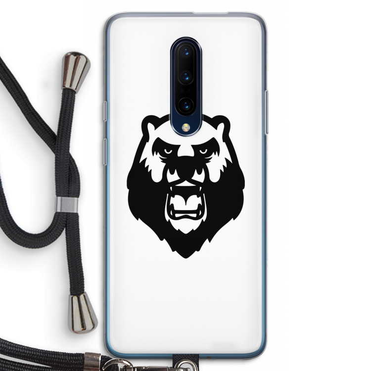 Angry Bear (white): OnePlus 7 Pro Transparant Hoesje met koord