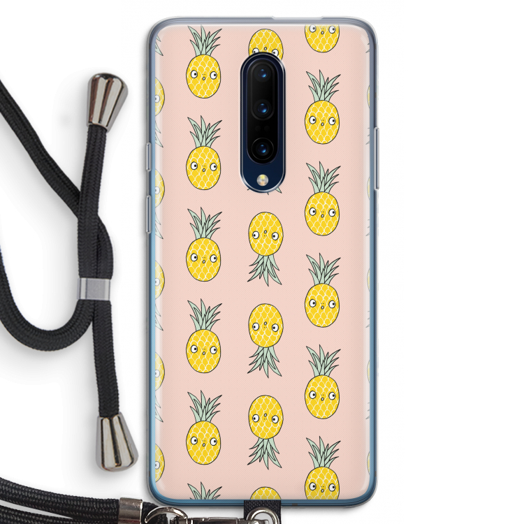 Ananas: OnePlus 7 Pro Transparant Hoesje met koord