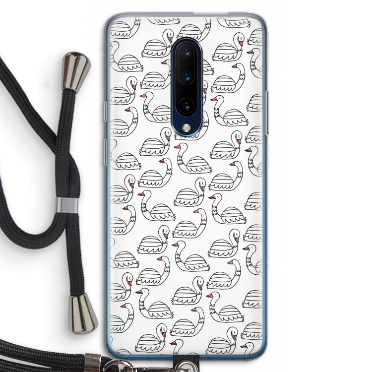 Zwanen: OnePlus 7 Pro Transparant Hoesje met koord