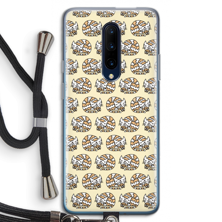 Slapende poes: OnePlus 7 Pro Transparant Hoesje met koord