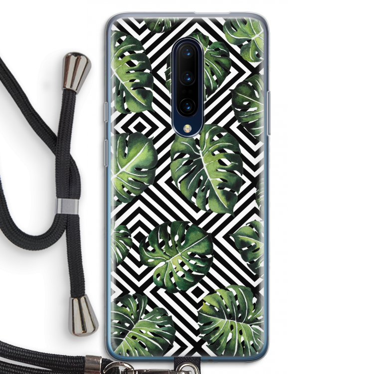 Geometrische jungle: OnePlus 7 Pro Transparant Hoesje met koord