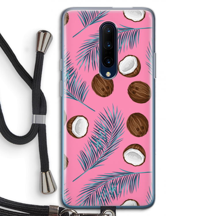 Kokosnoot roze: OnePlus 7 Pro Transparant Hoesje met koord